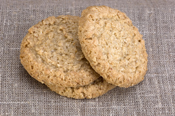 oatmeal cookies lay on a napkin