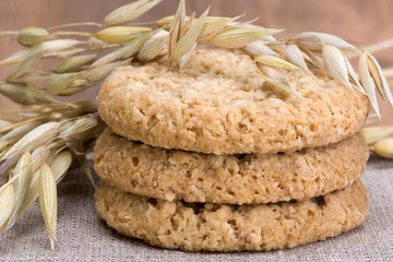 oatmeal cookies and stalks of oats