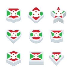 burundi flags icons and button set nine styles