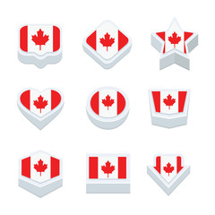 canada flags icons and button set nine styles