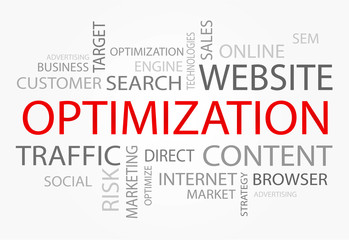 Optimization words concept, Business and Internet concept