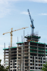 Fototapeta na wymiar Building crane and building under construction