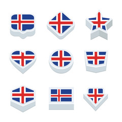 Iceland flags icons and button set nine styles
