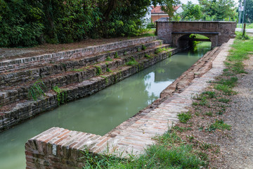 Fototapeta premium ancient stone steps and bridge