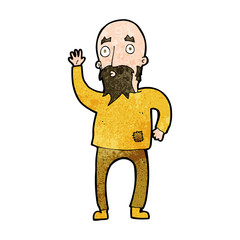 cartoon bearded man waving