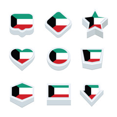 kuwait flags icons and button set nine styles