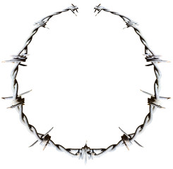  couronne de fil de fer barbelé sur fond blanc