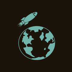 Rocket flying over land