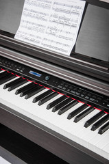 close-up of piano keys. close frontal view.