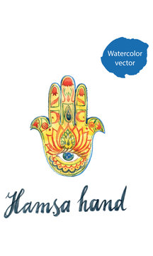 Watercolor of hamsa hand