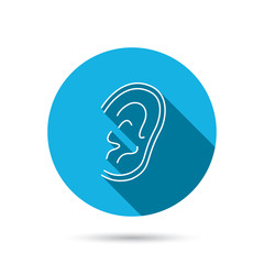 Ear icon. Hear or listen sign.
