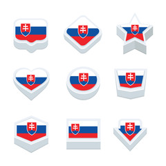 Slovakia flags icons and button set nine styles