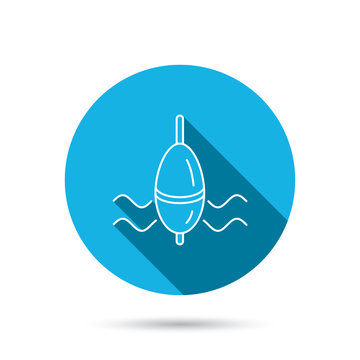recommend clip art: Fishing float icon. Bobber in waves sign.