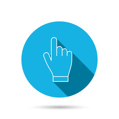 Click hand icon. Press or push pointer sign.