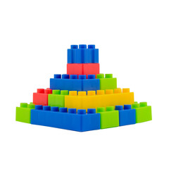 Colorful plastic blocks for kids isolated on white background