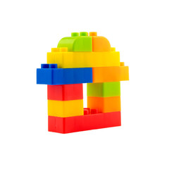 Obraz premium Colorful plastic blocks for kids isolated on white background