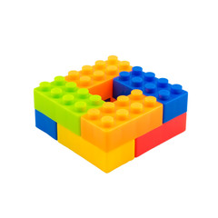 Fototapeta premium Colorful plastic blocks for kids isolated on white background