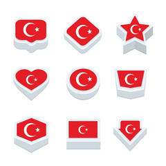 tunisia flags icons and button set nine styles