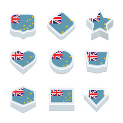 Tuvalu flags icons and button set nine styles