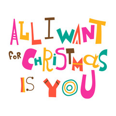 Christmas greeting. Lettering