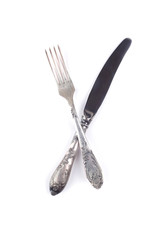 Fork and knife isolated on white