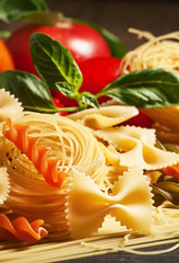 Assorted Pasta, selective focus