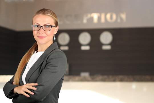  The Beautiful smiling business woman  portrait. Smiling female