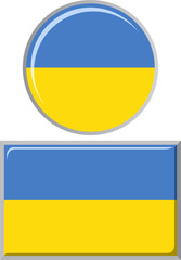 Ukrainian round and square icon flag. Vector illustration.