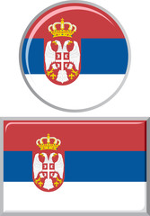 Serbian round and square icon flag. Vector illustration.