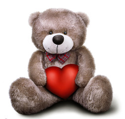 Toy soft teddy bear with valentine heart