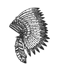 Tribal vector headband with feathers