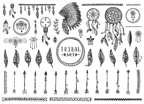 Big tribal vector elements collection