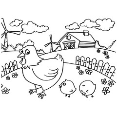Chicken Coloring Pages vector
