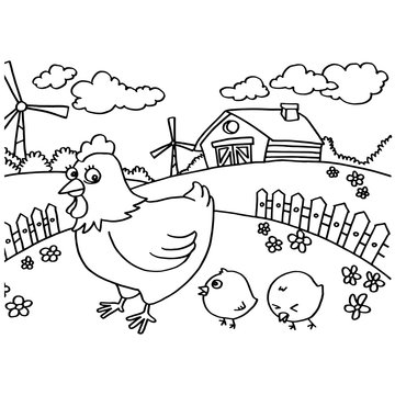 Chicken Coloring Pages vector
