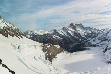 Fototapeta na wymiar Panorama Scenic of Great Aletsch Glacier Jungfrau region