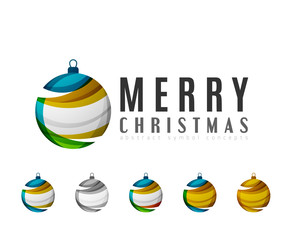 Set of abstract Christmas ball icons, business logo concepts