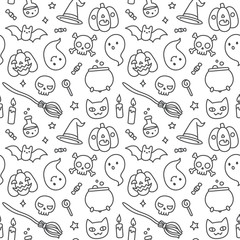 Halloween doodle seamless pattern © sudowoodo