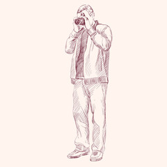 Photographer - hand drawn vector llustration realistic sketch