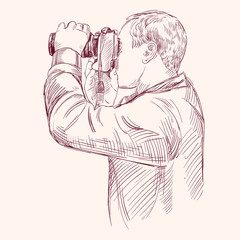 Photographer - hand drawn vector llustration realistic sketch