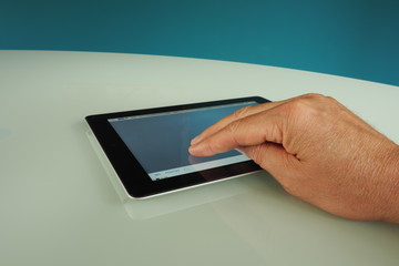 Two fingers click on a tablet 