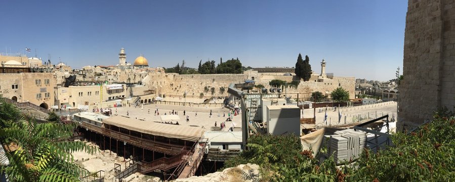 Gerusalemme, panoramica della Spianata delle Moschee e del Muro del Pianto