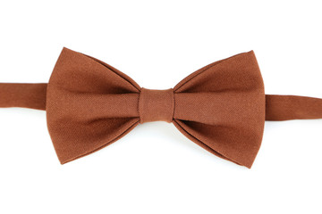 Brown bow tie on a white background