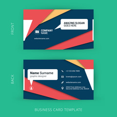 Creative and Clean Business Card Template with Material Design Abstract Colorful Background