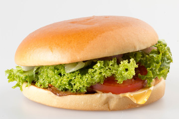 American hamburger on white background