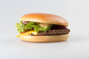 American hamburger on white background