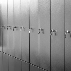 Set of metal lockers with keys