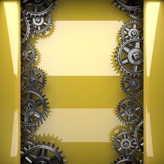 yellow polighed metal background with gears