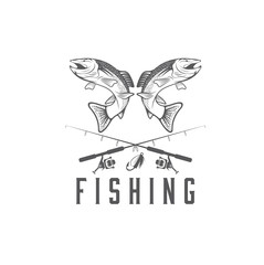 vintage fishing vector design template