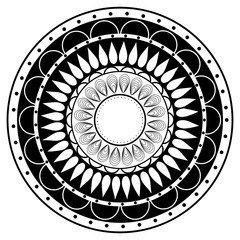 Hand drawing zentangle mandala element in black and white