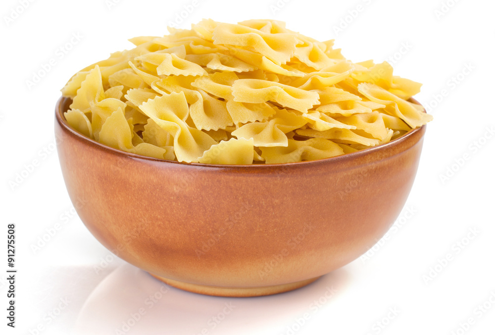 Poster farfalle pasta isolated on white